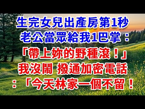 生完女兒出產房第1秒，老公當眾給我1巴掌：帶上妳的野種滾！我沒鬧 撥通加密電話，下一秒200黑衣人包圍醫院：今天林家一個不留！#詩涵講故事#為人處世#生活經驗#情感故事#晚年哲理#說故事#完結文#原創