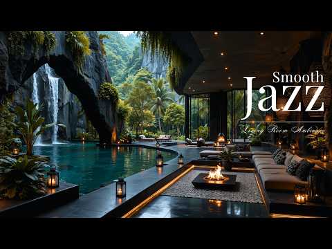 Smooth Jazz In Luxury Forest Retreat | March Morning Jazz With Warm Fireplace Ambience For Work