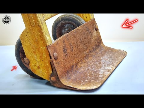 1920 Hand Truck Restoration - Woodworm-Infested Wood, Rusty Metal, and Old Tires!