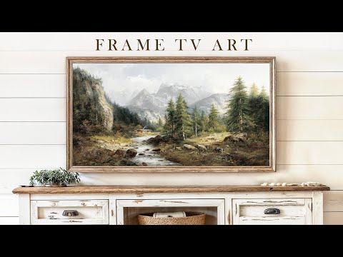 Vintage Frame TV Art | Mountain Landscape Oil Painting | Scenery Screensaver Slideshow  | 1 Hr of 4K