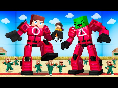 JJ and Mikey Become SQUID GAME TRANSFORMERS - Maizen Minecraft Animation