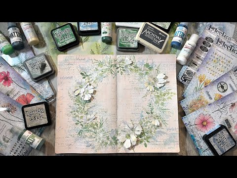 Mixed Media Festive Garland Journal Page with PaperArtsy