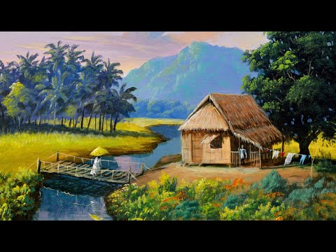 Landscape Painting Tutorial with Tropical Native House in Acrylics | Paint with JMLisondra