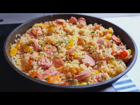 Ungewöhnliches Reisrezept  Fügen Sie Würstchen für ein köstliches Abendessen hinzu