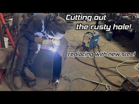 Rusty hole in diesel tank! Cut out and replace. 