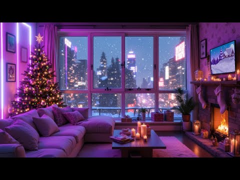 Chill Lofi Hip Hop Beats 🎄 Snowfall Christmas Night with Chill Lofi Beats & Cozy Crackling Fireplace