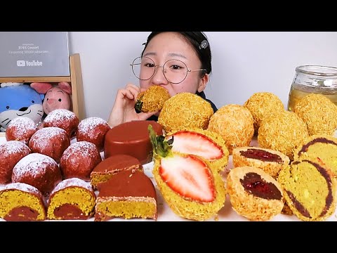 SUB) Dubai chocolate chewy cookies that I got as a gift Eating Show. Dessert Mukbang