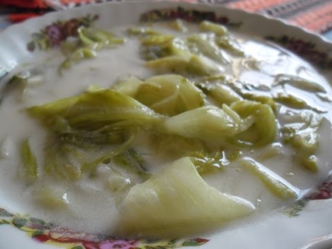 Grandma Matilda Cooking Traditional Hungarian Saláta Fözelék Cream of Lettuce Soup