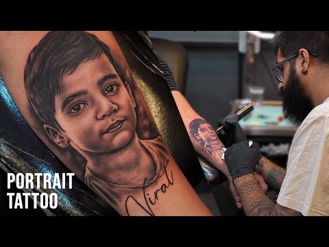 Stunning Portrait Tattoo of my Client's Son | @tattoosbyabhishek