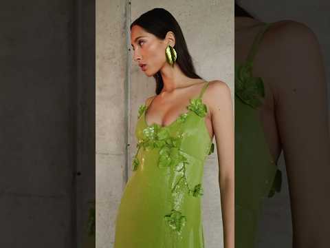 Light-reflecting sequin jersey emulates morning dew for #odlrprefall2025.