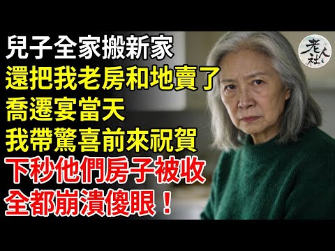 兒子全家搬新家，還把我老房和地賣了，喬遷宴當天，我帶驚喜前來祝賀，下秒他們房子被收，全都崩潰傻眼！#養老#退休金#不肖子孫#老年生活#老人社。