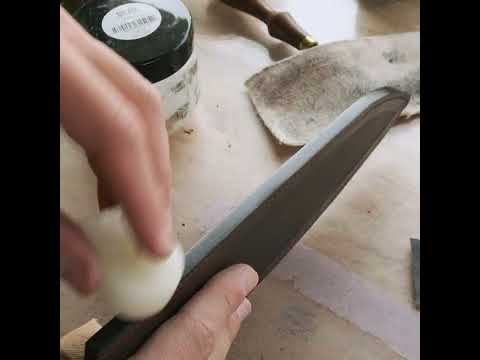 Dyeing and Burnishing A Leather Knife Sheath #shorts #leatherwork #leathercraft