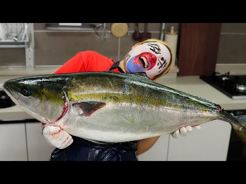 Making sushi with a whole 14kg yellowtail, the largest ever (+ promise to advance to the round of...