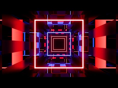4K Abstract neon Blue & Red Color light Square Tunnel VJ Motion Background Free VJ Loops For Edits