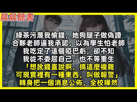 綠茶污蔑我偷錢，她狗腿子做偽證，合夥老師逼我承認，以為我吃定了這個啞巴虧，卻不知，我從不委屈自己，也不等重生「想訛錢直說啊，搞這麼複雜，可現實裡有一種東西，叫做報警」轉身把一個消息公佈，全校嘩然