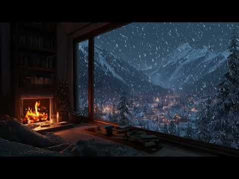 Peaceful Nights - Snowfall and Fireplace Ambiance for Deep Sleep and Insomnia Relief with Cozy Room