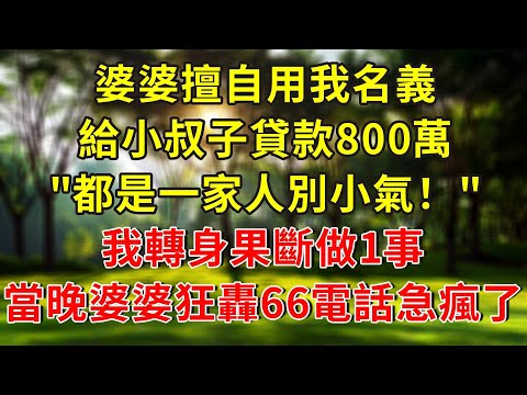 婆婆擅自用我名義，給小叔子貸款800萬"都是一家人別小氣！"我轉身果斷做1事，當晚婆婆狂轟66通電話急瘋了！#人生感悟 #故事分享 #故事頻道 #生活經驗 #正能量 #小說 #情感 #感情