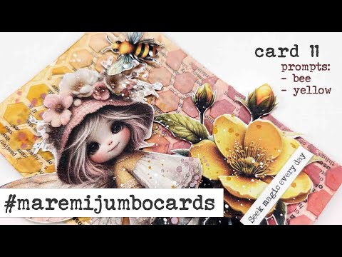 💛 STENCIL background LOVE #maremijumbocards - card (11) - prompts: Bee + Yellow