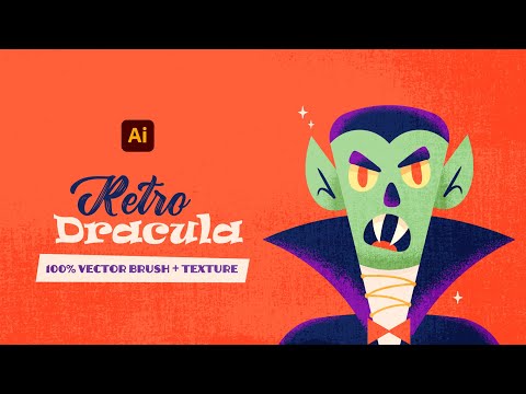 HOW TO ADD TEXTURE AND GRAIN BRUSHES TO A DESIGN. DRAWING DRACULA. Adobe Illustrator tutorial.