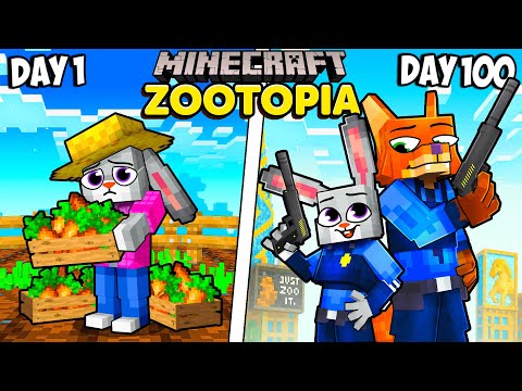 I Survived 100 Days in Zootopia in Minecraft!