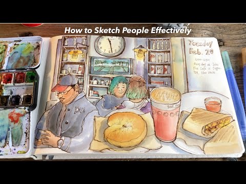 Cafe Sketch: How to Draw People Quickly🎨 Pen and Watercolors on Location