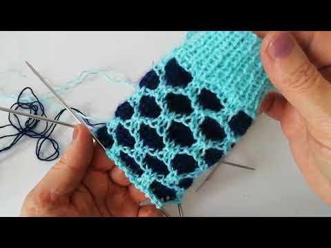 Красивый #узор спицами  "Большие Соты" по кругу 🔥#вязаниеспицами #носки