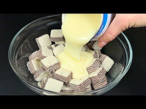 Schlagen Sie Kondensmilch mit Waffeln auf! Das köstlichste Dessert ohne Backen!
