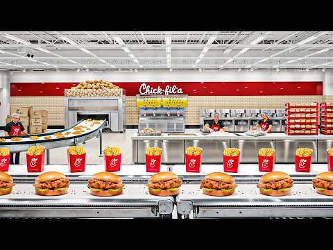 How Chick-Fil-A Chicken Sandwich & Waffle Fries Are Made In Factory & Restaurant