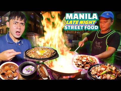 Filipino LATE NIGHT Street Food Tour in Manila🇵🇭Pinoy Street Food After Dark! Pares, Sisig, Mami