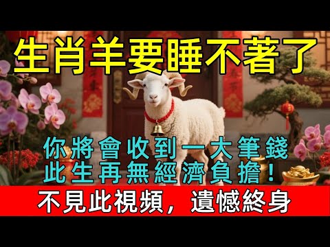 生肖羊要睡不著了，未來一週你將會收到一大筆錢，此生再無經濟負擔！12月家有屬羊的請接財！不見此視頻，遺憾終身！#生肖 #運勢 #命理 #屬相 #風水 #財運 #佛陀 #佛學 #佛法 #佛教