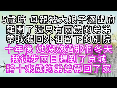 5歲時，母親被大娘子逐出府，離開了還只有兩歲的弟弟，帶我搬回外祖留下的別院，十年後，她沒熬過那個冬天，我徒步兩日趕到了京城，將十來歲的弟弟帶回了家【幸福人生】#為人處世#生活經驗#情感故事