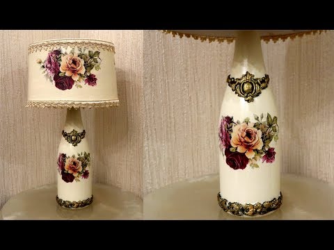 DIY - Lamp Made out of Recycled glass bottle and plastic basket