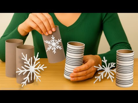Make Snowflakes and Decorate Toilet Paper Rolls!♻️ DIY Christmas Decor Set🥰