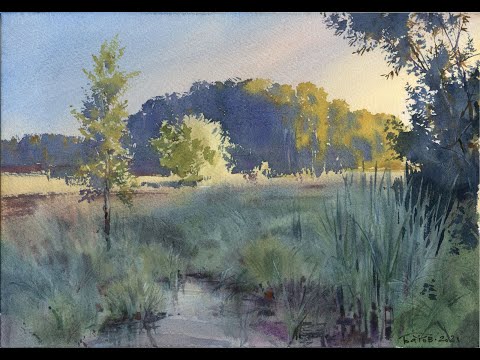 Низина. Пейзаж акварелью. Lowland. Landscape watercolor
