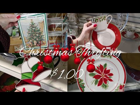 🎁🎀🌲CHRISTMAS THRIFT WITH ME🌲🎀🎁 SO MANY $1.00 CHRISTMAS FINDS!🎀🎁