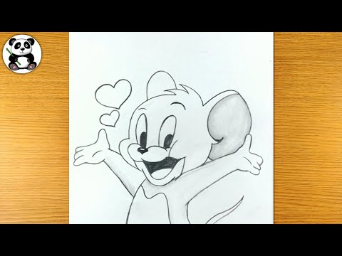 Cute happy Jerry mouse drawing | Tom and Jerry cartoon sketch | cute arts by