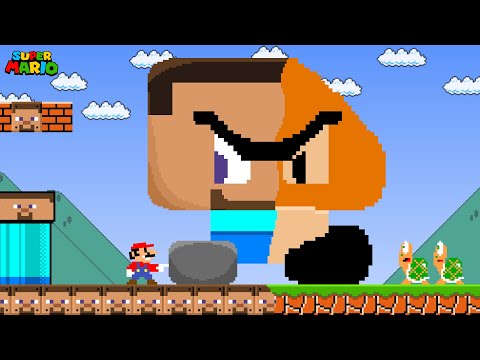 When Everything Mario Touches Turns into STEVE (Minecraft)