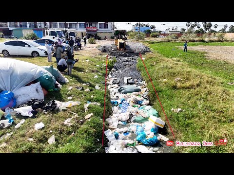 First New! Nicely Landfilling Delete Small Canal to Make Road by Skilled Komatsu D31P Bulldozer