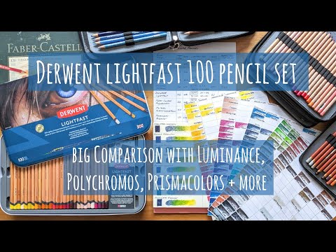 Derwent Lightfast 100 Coloured Pencil Set Swatch & Comparison: Luminance, Prismacolor, Polychromos