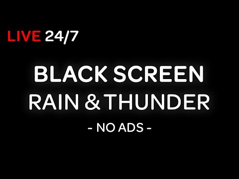 Rain & Thunder Sounds for Sleeping 24/7 | Black Screen, Thunderstorm, White Noise, Stress Relief