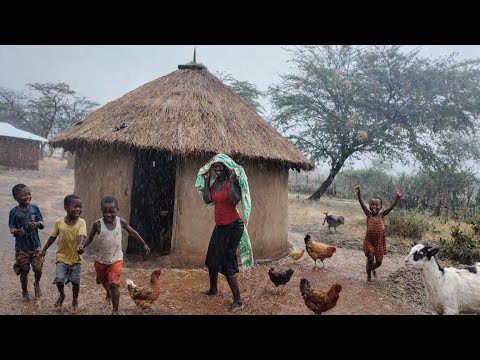 EP33: Beautiful rainy day// Heavy rains// African village life 