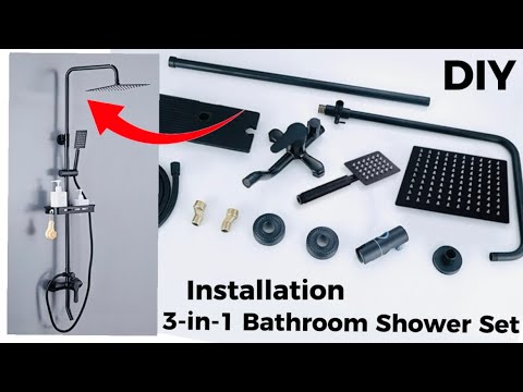 How to Install 3 in 1 Rain Bathroom Shower Set - Step by Step DIY | Shower 3 Function Black Square