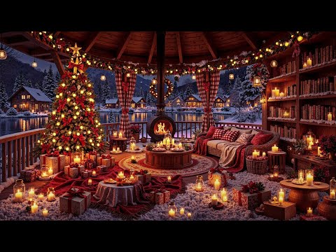 Beautiful Christmas Background ❄️Warm Fireplace Glow & Peaceful Winter Cabin Christmas Jazz Ambience
