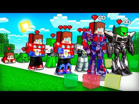 Evolution of JJ & Mikey TRANSFORMERS from Baby to INFINITY in Minecraft Maizen