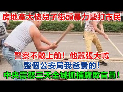 房地產大佬兒子街頭暴力毆打市民，警察不敢上前！他囂張大喊：“整個公安局我爸養的！”中央震怒，三天內全城抓捕腐敗官員！​#大案紀實 #刑事案件 #案件解說