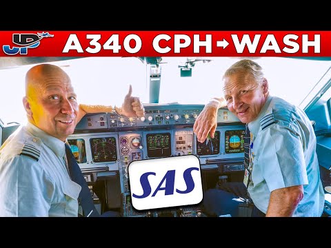 SAS Airbus A340-300 Cockpit Copenhagen🇩🇰 to Washington🇺🇸