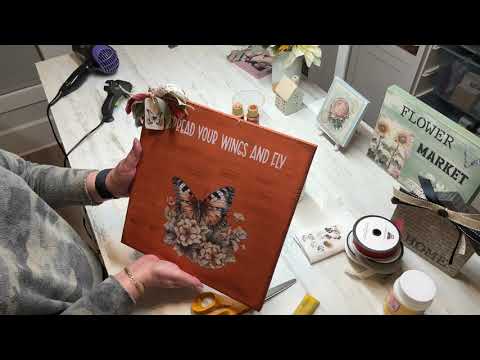 Tutorial On Making A Rustic Wood Sign With Stenciling And Butterfly Transfer