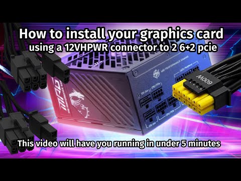 How to Install your graphics card with 12VHPWR connector to 2 6+2 pcie cable on an MSI power supply