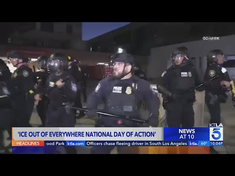 Large crowds gather for another day of anti-ICE protests in L.A.