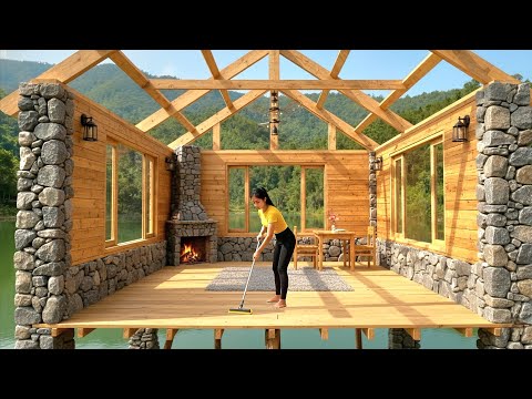 Talented Woman Builds Modern Log Home in Wilderness with Bridge from Scratch | by @Phùng Thị Chài